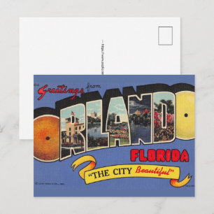 Cartão postal colorido vintage de Orlando