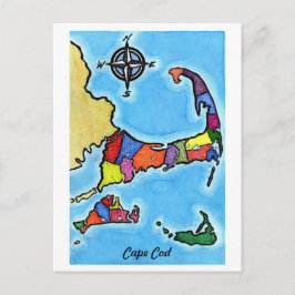 Cartão Postal Colorir Mapa do Bacalhau do Cabo