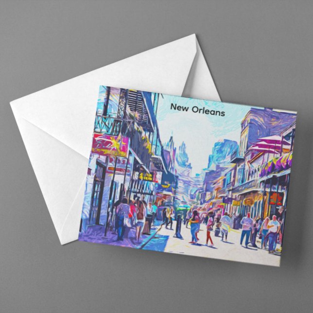 Cartão Postal Colorir New Orleans Louisiana Quarter Francês (Colorful New Orleans Louisiana French Quarter Postcard)