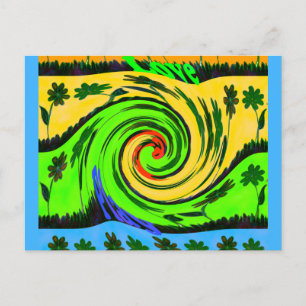 Cartão Postal Colorir Ondas de Verão Divertidas Design