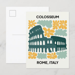 Cartão Postal Colosseum Roma Itália abstrato viagem de arte flor
