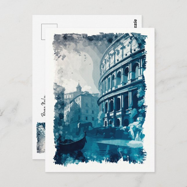 Cartão Postal Colosseum Roma Itália Vintage Abstrato Viagem (Frente/Verso)