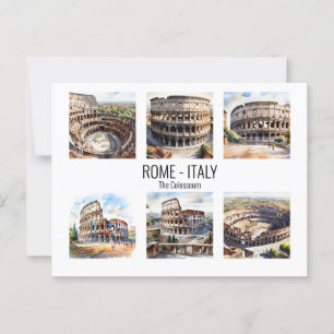 Cartão Postal Colosseum watercolor Roma atrações turísticas
