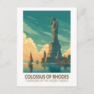 Cartão Postal Colosso de Rodes Sete Maravilhas do Mundo Arte
