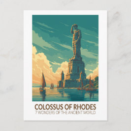 Cartão Postal Colossus of Rhodes Seven Wonders of the World Art