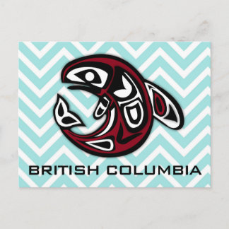 Cartão Postal Colúmbia Britânica Náutica Tribal Tótem Orca Balei
