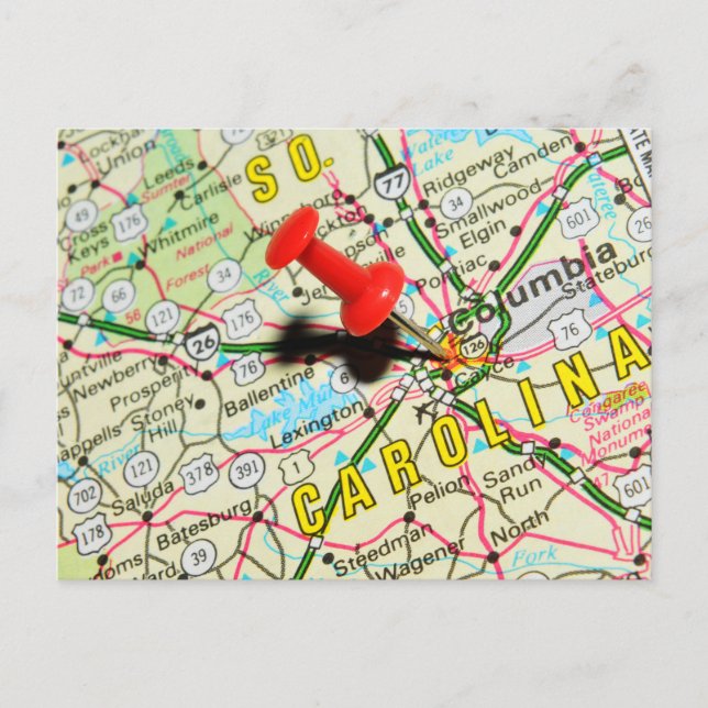 Cartão Postal Columbia, Carolina do Sul (Frente)