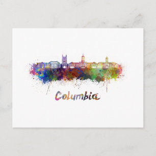 Cartão Postal Columbia MO skyline em aquarela