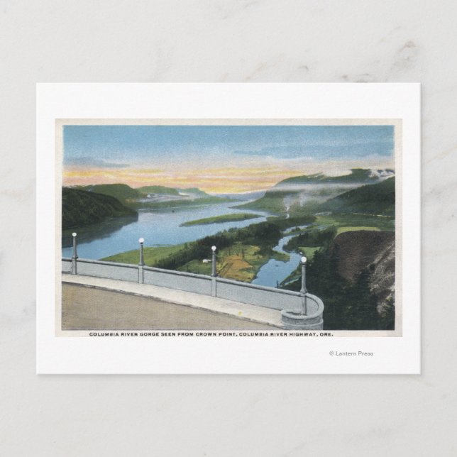 Cartão Postal Columbia River Gorge View do Crown Point, (Frente)