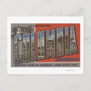 Cartão Postal Columbia, Tennessee - Cenas de Letras Maiúsculas