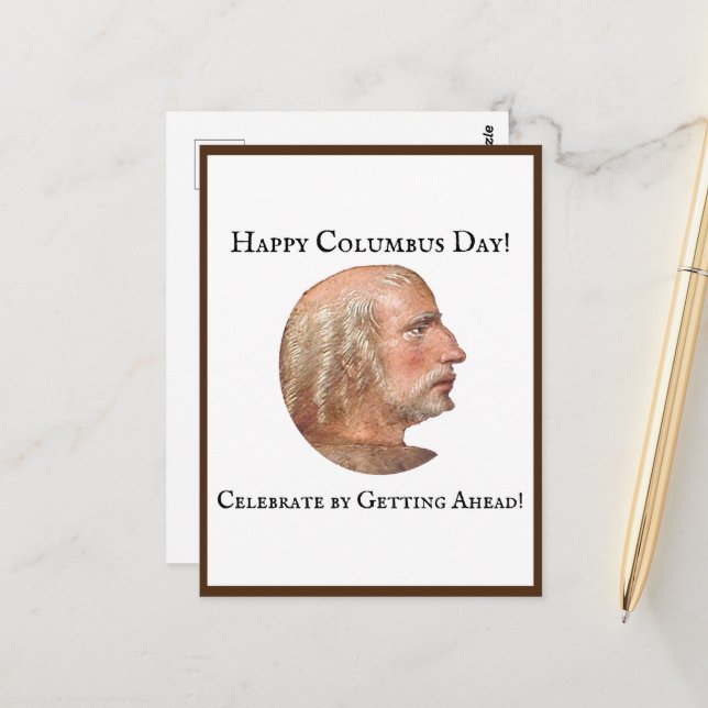 Cartão Postal Columbus Day Getting Adiante Engraçada Piada (Frente/Verso In Situ)