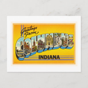 Cartão Postal Columbus Indiana em Old Viagens vintage Souvenir