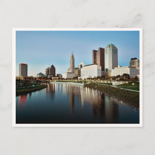 Cartão Postal Columbus Ohio ao Crepúsculo Foto do Rio Scioto no