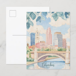 Cartão Postal Columbus Ohio Gouache Paint Viagem
