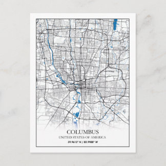 Cartão Postal Columbus Ohio USA Viagem City Map Poster