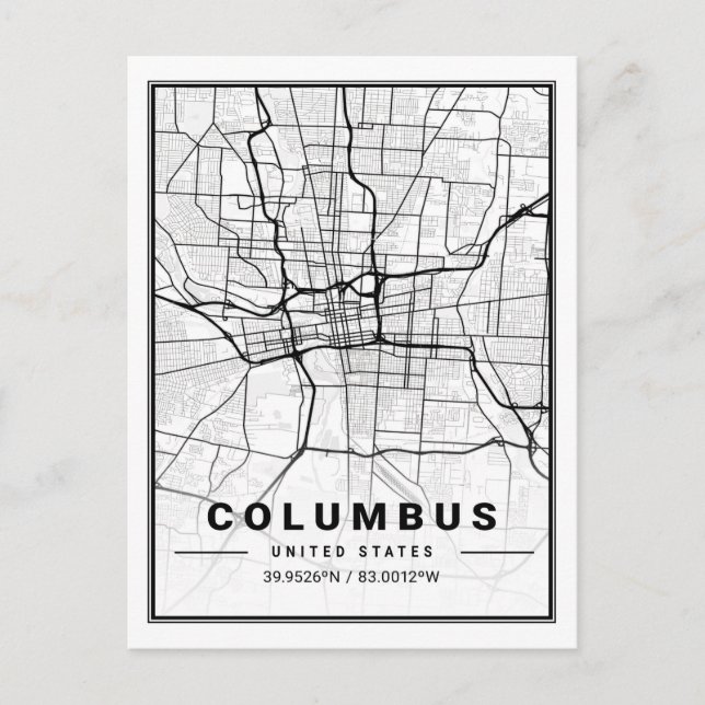 Cartão Postal Columbus Ohio USA Viagem City Map Poster (Frente)