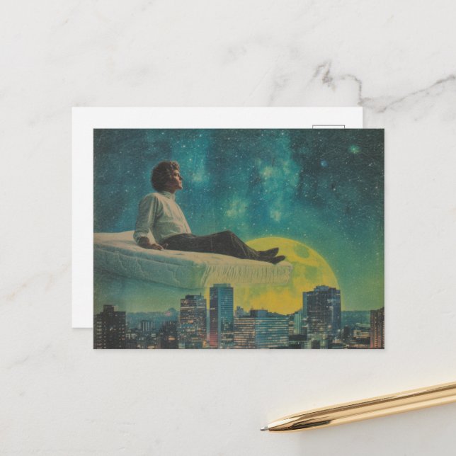 Cartão Postal Coluna Mágica Flutuante Acima Da Lua Completa (Frente/Verso In Situ)