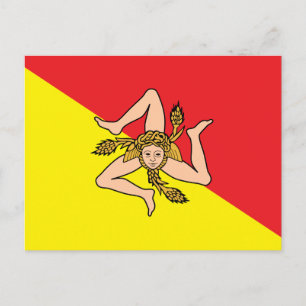 Cartão postal com a bandeira da Sicília, Itália