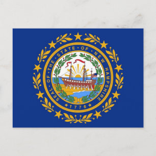 Cartão postal com a bandeira de New Hampshire Stat