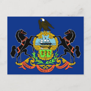 Cartão postal com a bandeira do Estado da Pensilv