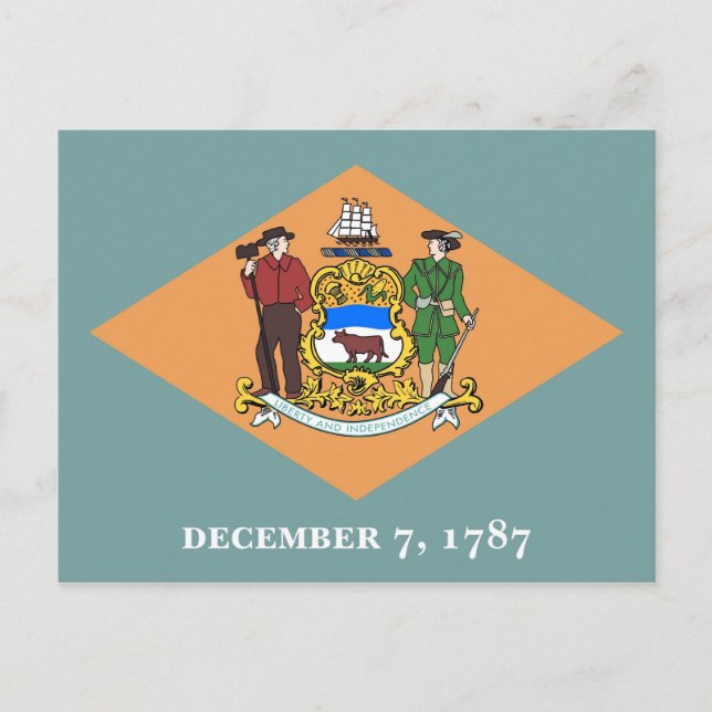 Cartão postal com a bandeira do Estado de Delaware (Frente)