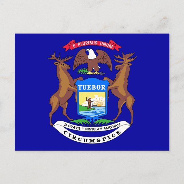 Cartão postal com a bandeira do Estado de Michigan (Frente)