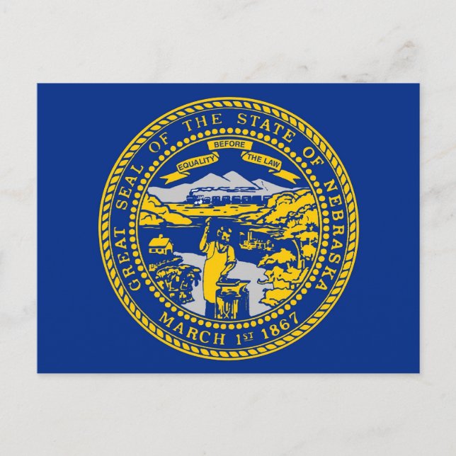 Cartão postal com a bandeira do estado de Nebraska (Frente)
