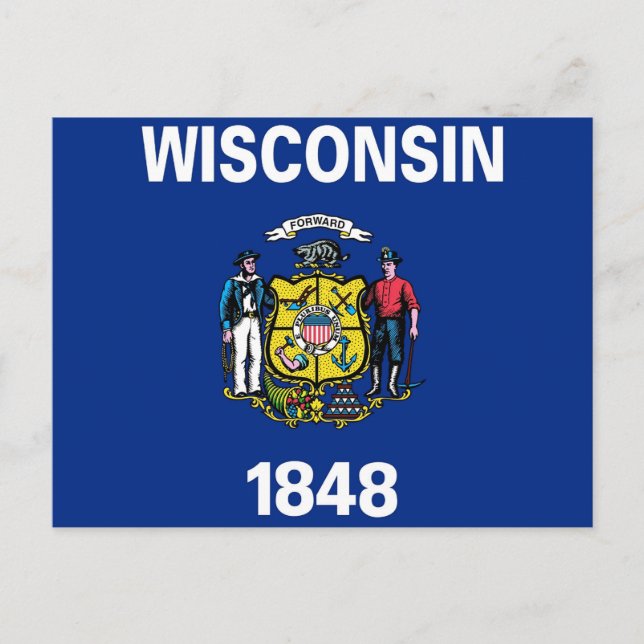 Cartão postal com a bandeira do Estado de Wisconsi (Frente)