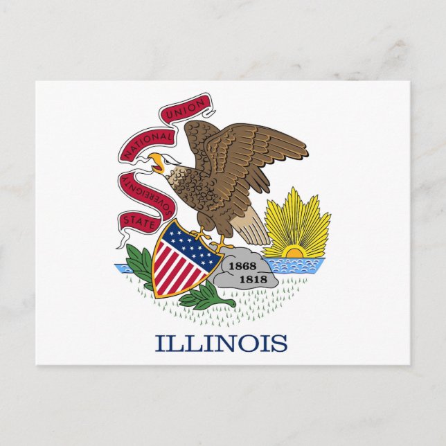 Cartão postal com a bandeira do Estado do Illinois (Frente)