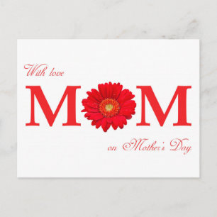 Cartão Postal Com amor mamãe no Dia de as mães Gerbera Daisy Flo