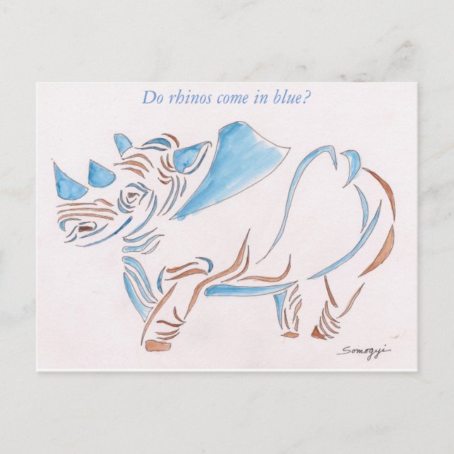 Cartão postal com arte original de rinoceronte est (Frente)