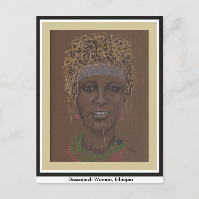 Cartão postal com arte original, Mulher Etíope (Frente)