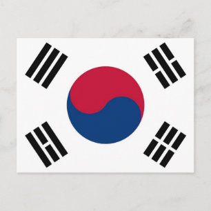 Cartão postal com bandeira da Coreia do Sul