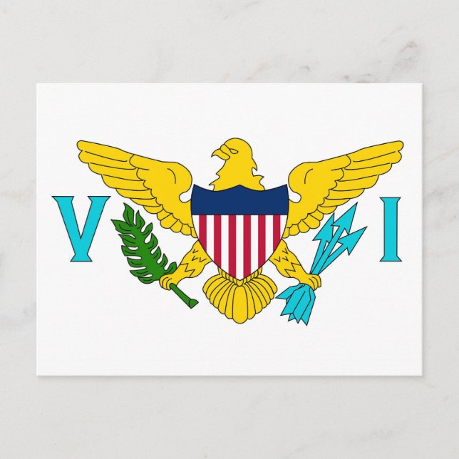 Cartão postal com bandeira das Ilhas Virgens - EUA (Frente)