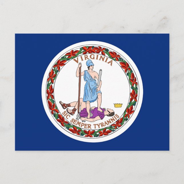 Cartão postal com Bandeira do Estado da Virgínia - (Frente)