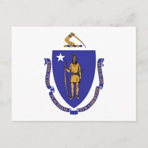 Cartão postal com bandeira do Estado de Massachus