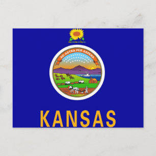 Cartão postal com bandeira do Estado do Kansas - 