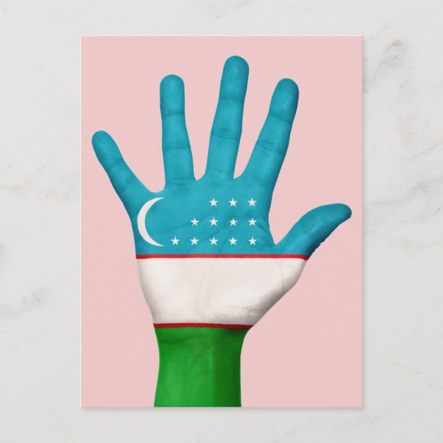 Cartão postal com bandeira do Usbequistão (Frente)