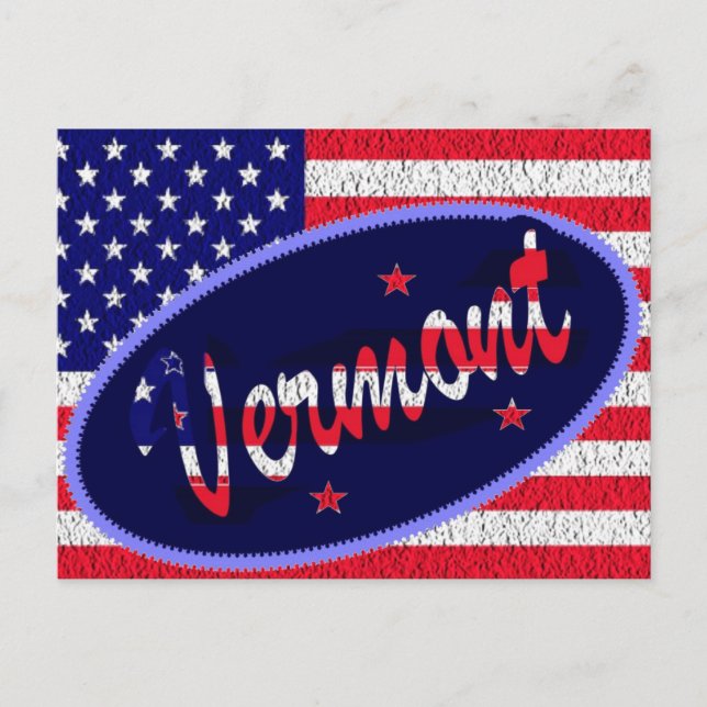 Cartão postal com bandeira dos EUA Vermont (Frente)