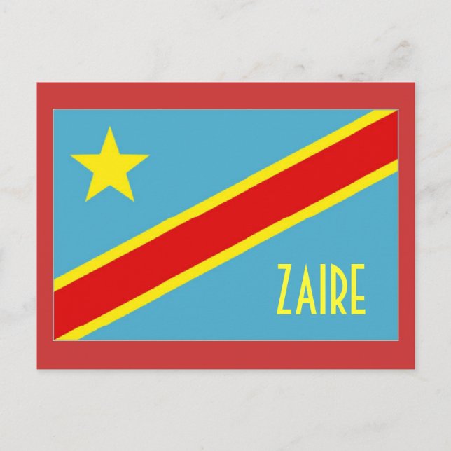 Cartão postal com bandeira Zaire (Frente)