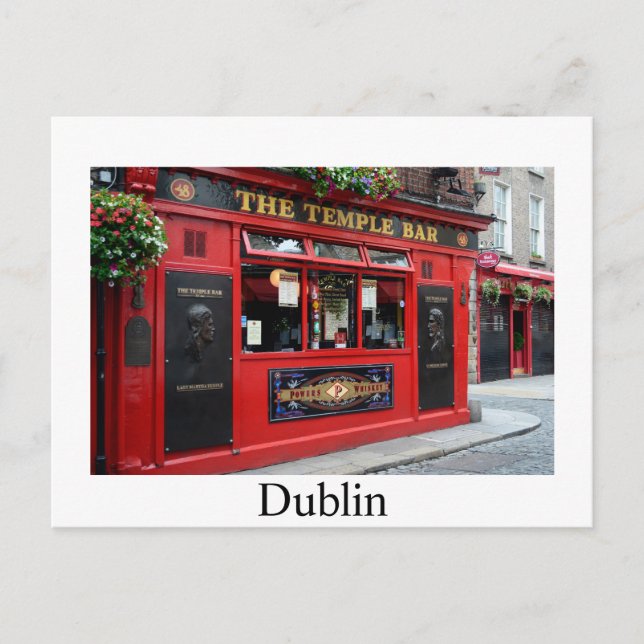 Cartão postal com Bar Red Temple em Dublin (Frente)