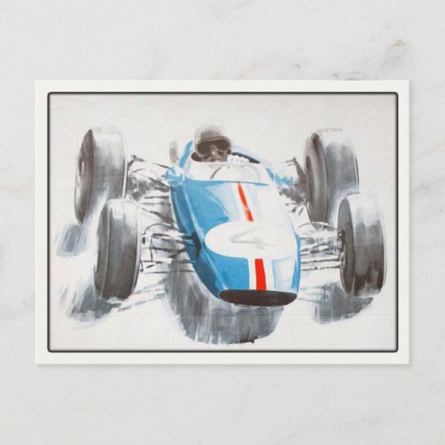 Cartão Postal Com Carro de Corrida Antigo (Frente)