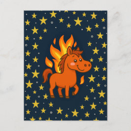 Cartão postal com cavalos vermelhos