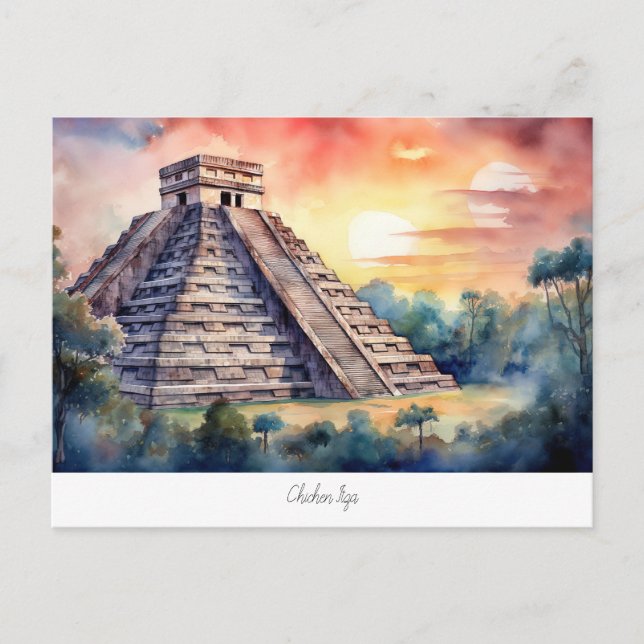 Cartão postal com Chichen Itza, México. (Frente)