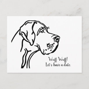 Cartão postal com desenho de retrato de Dogue Alem