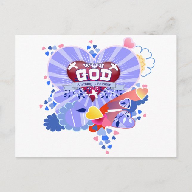 Cartão Postal Com Deus Corações (Frente)