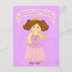 Cartão Postal Com Deus todas as coisas possíveis~Princesa~Escri