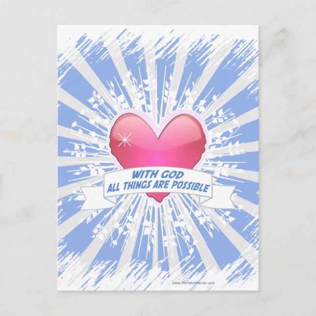 Cartão Postal Com Deus Todas as Coisas são Possíveis (Frente)