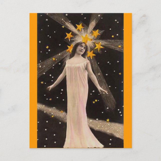 Cartão Postal Com estrelas na cabeça (Frente)