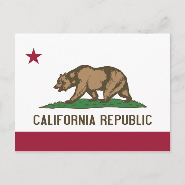 Cartão postal com Flag of California State - EUA (Frente)